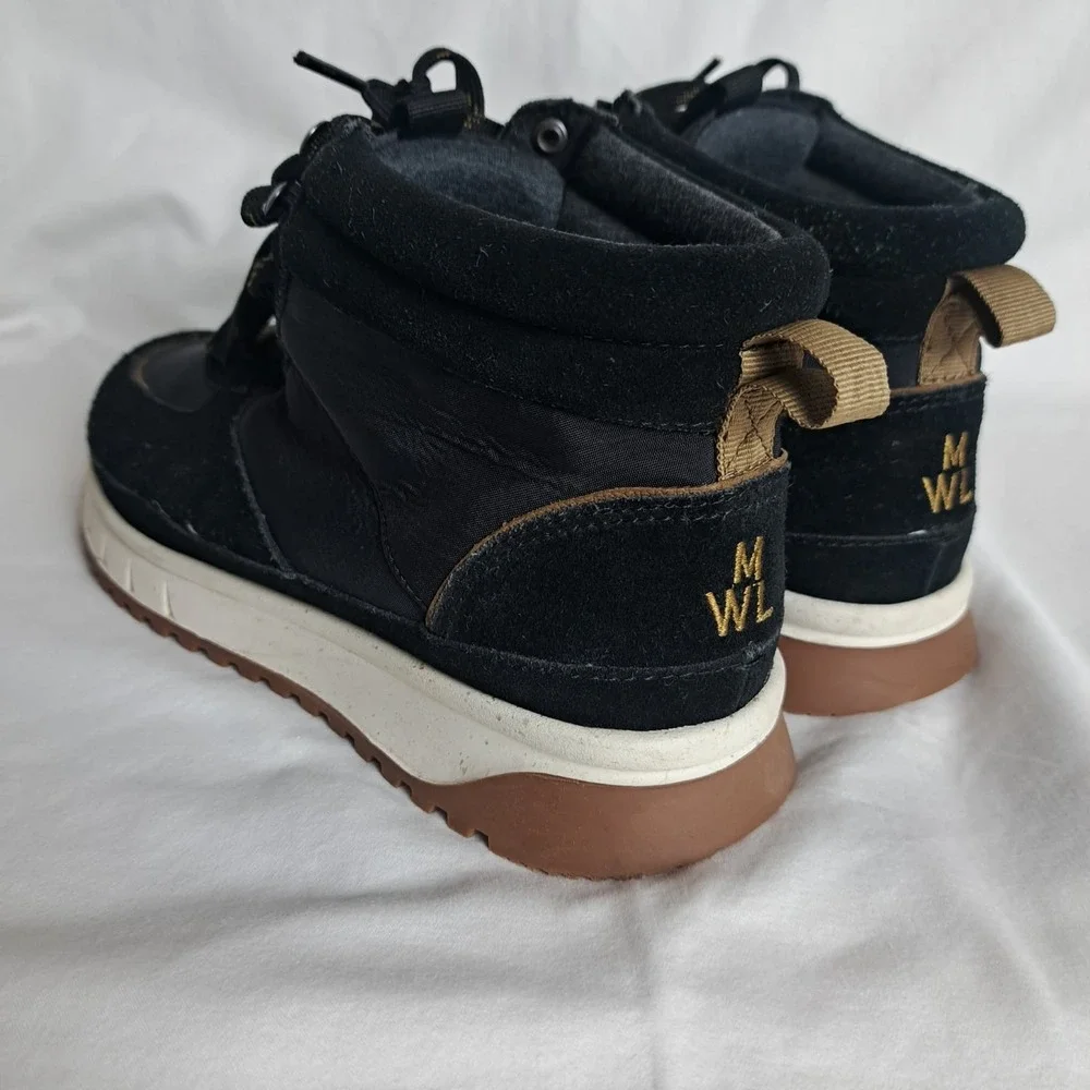 Madewell Sneaker Boot Womens 7M Black Lace Up Nylon and Suede Water Resistant